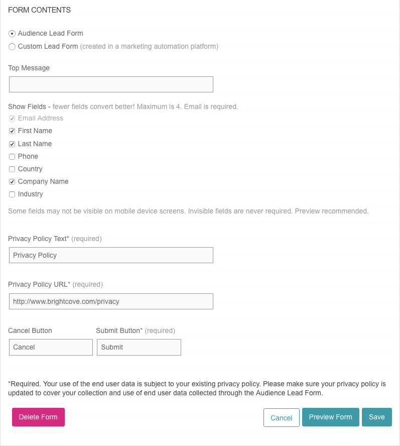 Lead-Formular bearbeiten