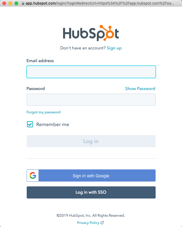 HubSpot-Anmeldung
